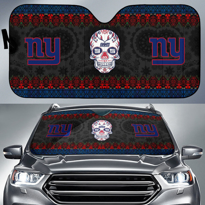 New York Giants American Football Club Skull Car Sun Shade NFL Car Accessories Custom For Fans AA22111611