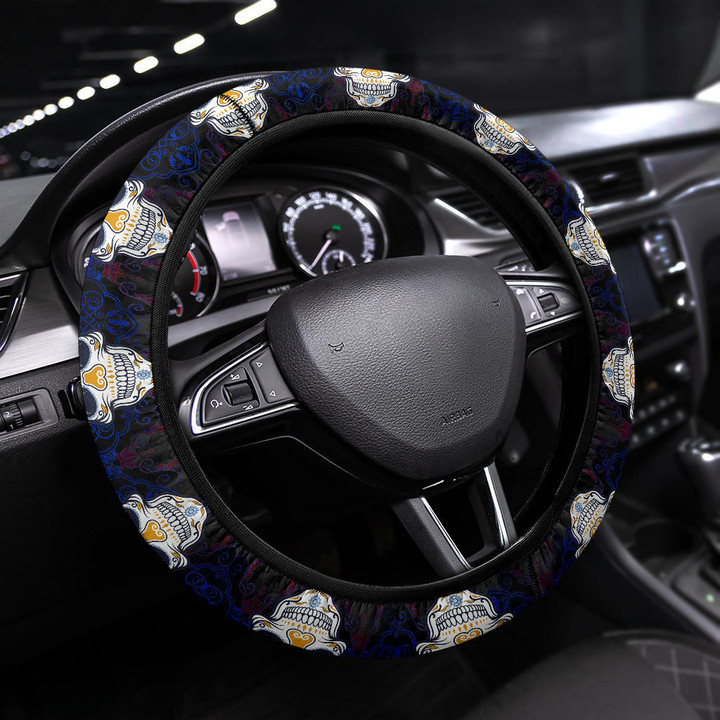 Los Angeles Chargers American Football Club Skull Steering Wheel Cover NFL Car Accessories Custom For Fans AA22111705
