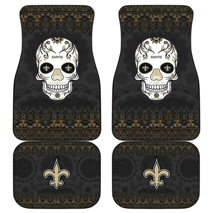 New Orleans Saints American Football Club Skull Car Floor Mats NFL Car Accessories Custom For Fans AA22111708