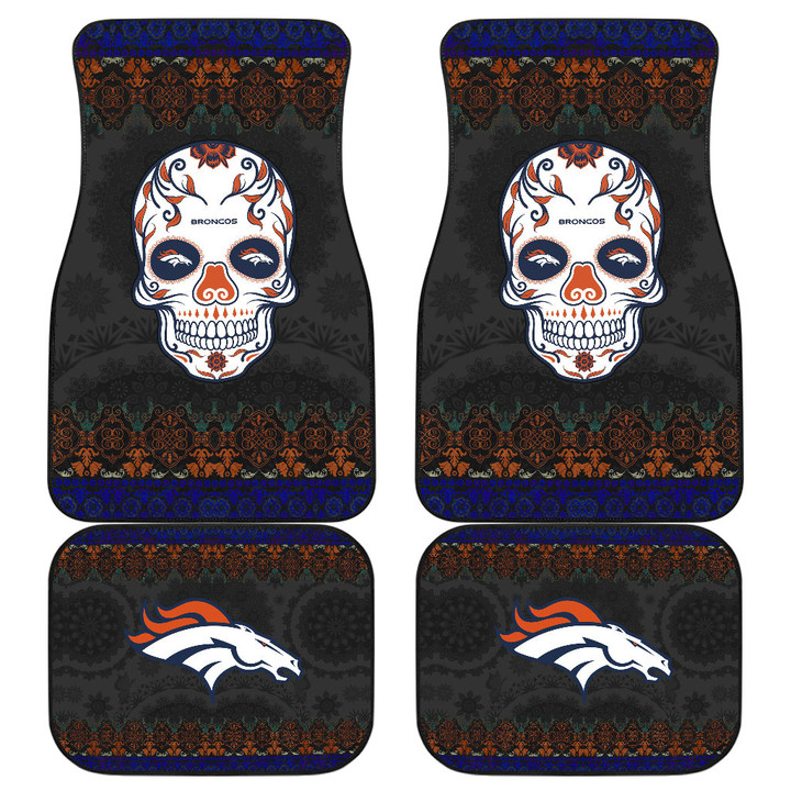 Denver Broncos American Football Club Skull Car Floor Mats NFL Car Accessories Custom For Fans AA22111713