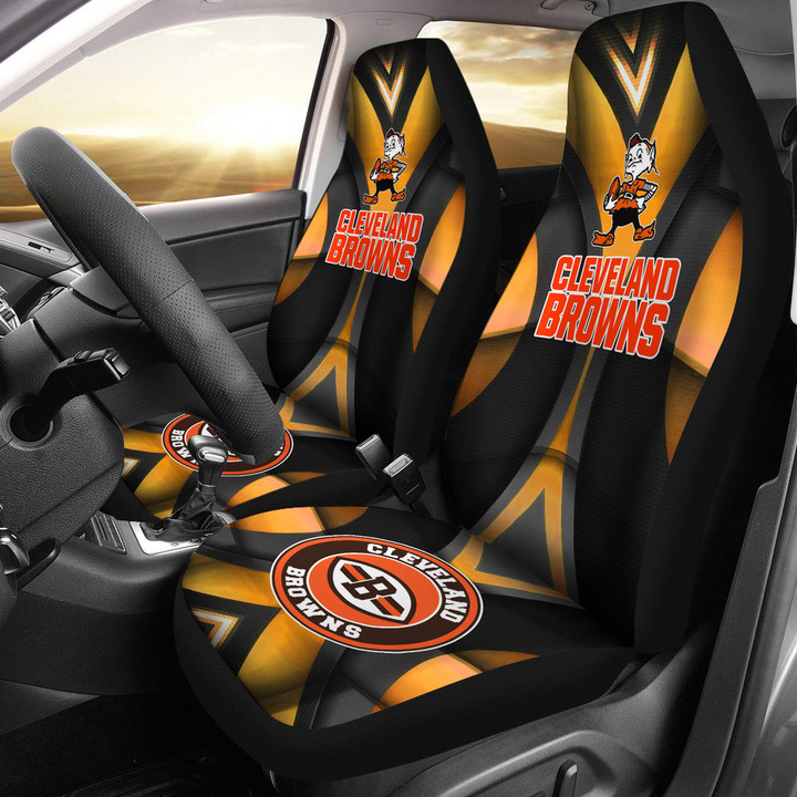 Cleveland Browns American Football Club Skull Car Seat Covers NFL Car Accessories Custom For Fans AA22111101