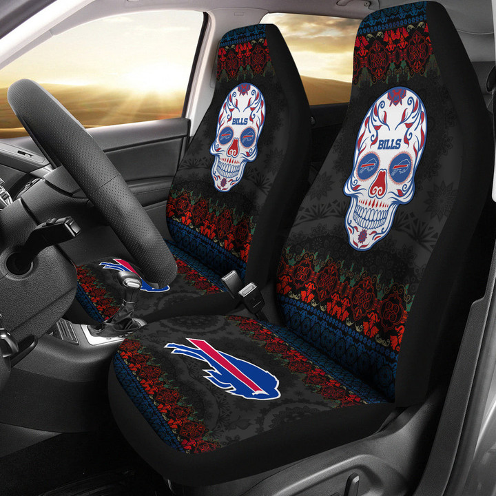 Buffalo Bills American Football Club Skull Car Seat Covers NFL Car Accessories Custom For Fans AA22111714