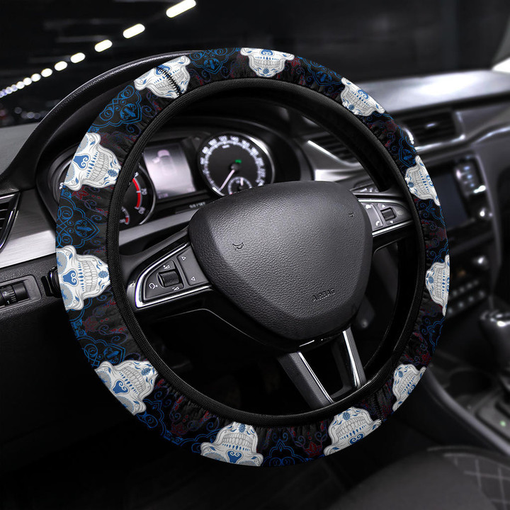 Detroit Lions American Football Club Skull Steering Wheel Cover NFL Car Accessories Custom For Fans AA22111706