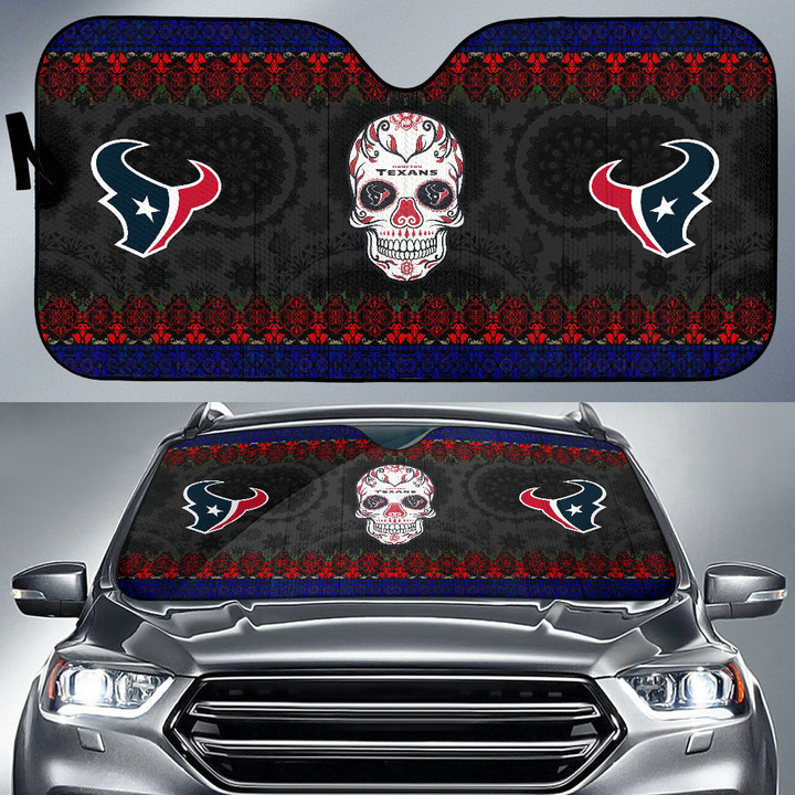 Houston Texans American Football Club Skull Car Sun Shade NFL Car Accessories Custom For Fans AA22111602