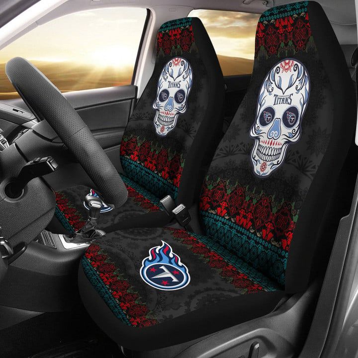 Tennessee Titans American Football Club Skull Car Seat Covers NFL Car Accessories Custom For Fans AA22111601
