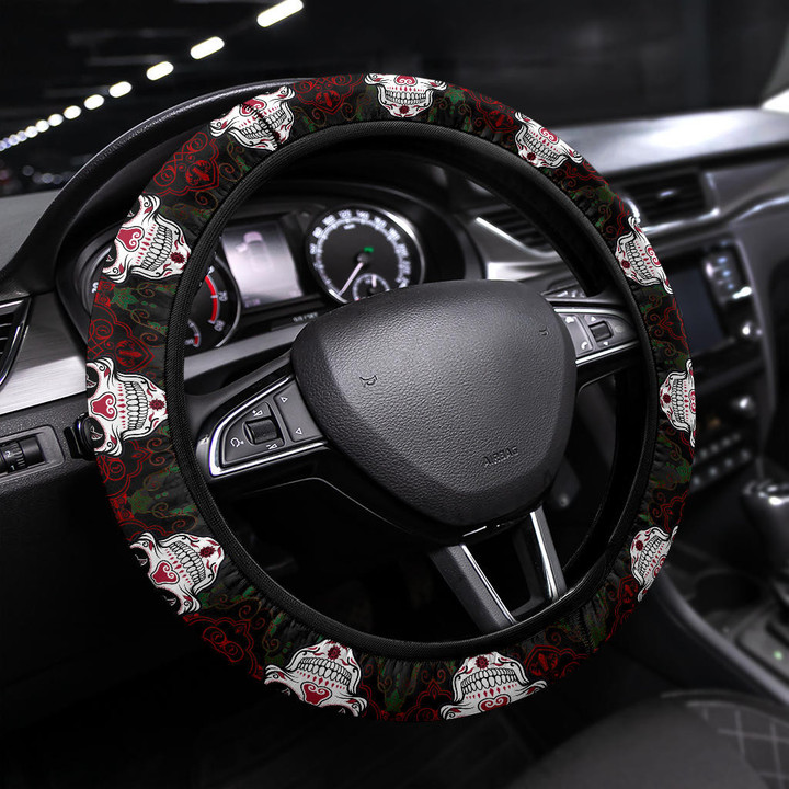 Atlanta Falcons American Football Club Skull Steering Wheel Cover NFL Car Accessories Custom For Fans AA22111707