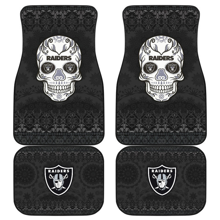 Las Vegas Raiders American Football Club Skull Car Floor Mats NFL Car Accessories Custom For Fans AA22111612