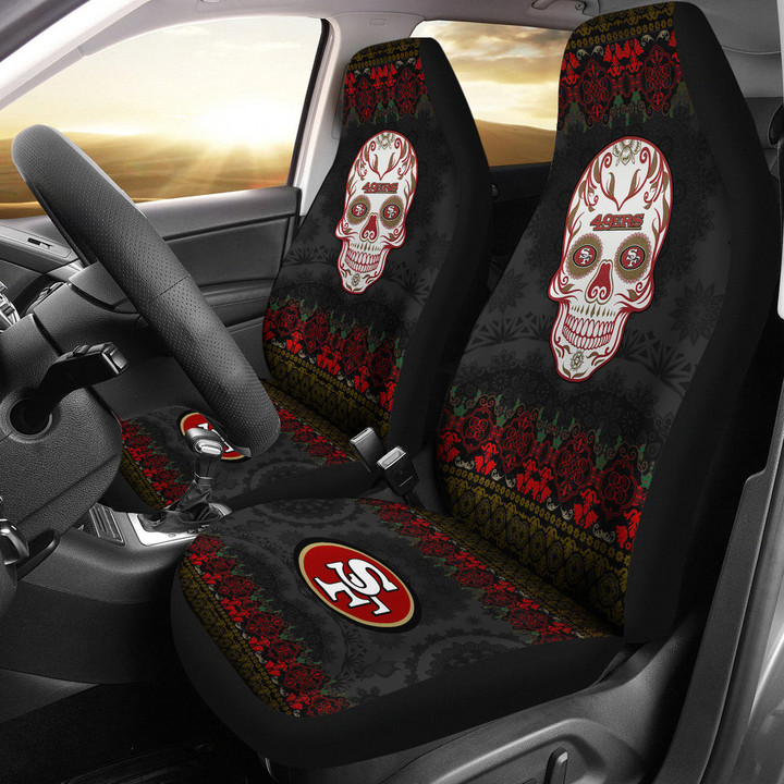 San Francisco 49ers American Football Club Skull Car Seat Covers NFL Car Accessories Custom For Fans AA22111615