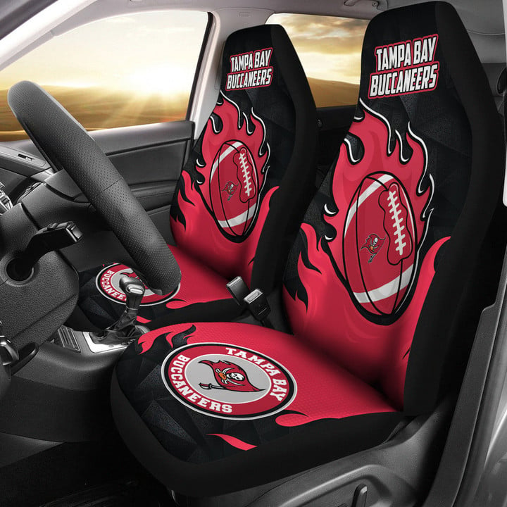 Tampa Bay Buccaneers Car Seat Covers Fire Ball Flying NFL Sport Custom For Fan Ph221119-28