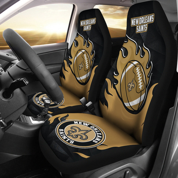 New Orleans Saints Car Seat Covers Fire Ball Flying NFL Sport Custom For Fan Ph221119-21