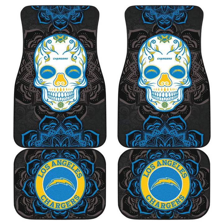 Los Angeles Chargers Car Floor Mats NFL Skull Mandala New Style Car For Fan Ph221109-17a
