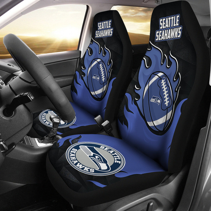 Seattle Seahawks Car Seat Covers Fire Ball Flying NFL Sport Custom For Fan Ph221119-27
