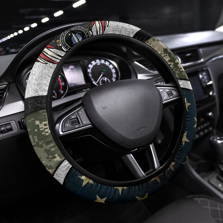 United States Space Force Steering Wheel Cover NFL Car Accessories Custom For Fans AA22112304