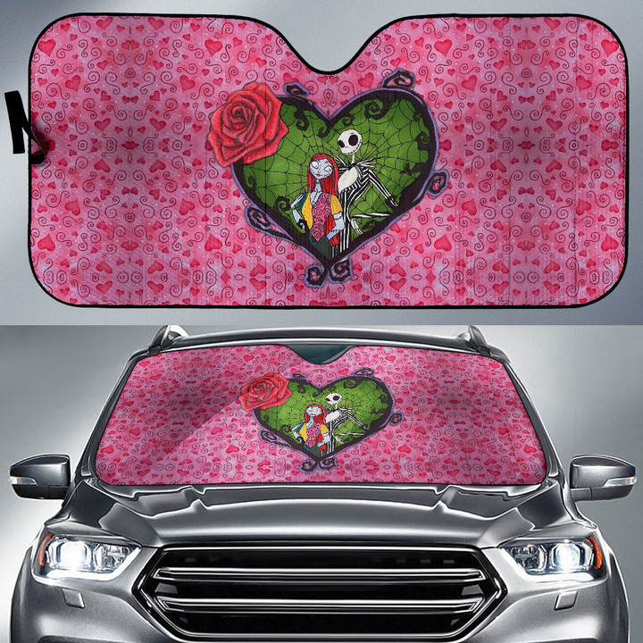 Jack And Sally Valentine Nightmare Before Christmas Car Sun Shade Cartoon Car Accessories Custom For Fans AA22121604
