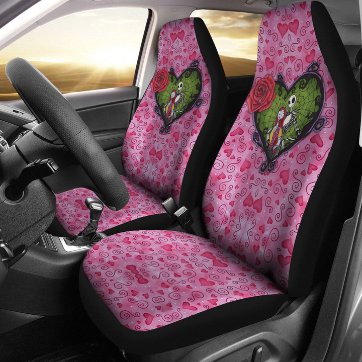 Jack And Sally Valentine Nightmare Before Christmas Car Seat Covers Cartoon Car Accessories Custom For Fans AA22121604