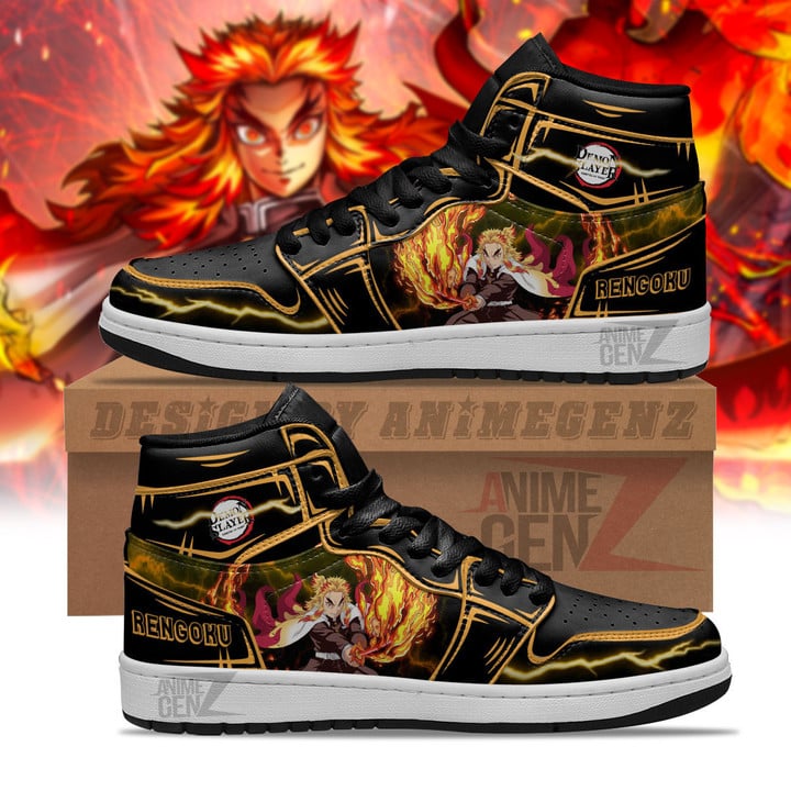 Demon Slayer Rengoku JD Sneakers Black Cool Style Custom Anime Shoes