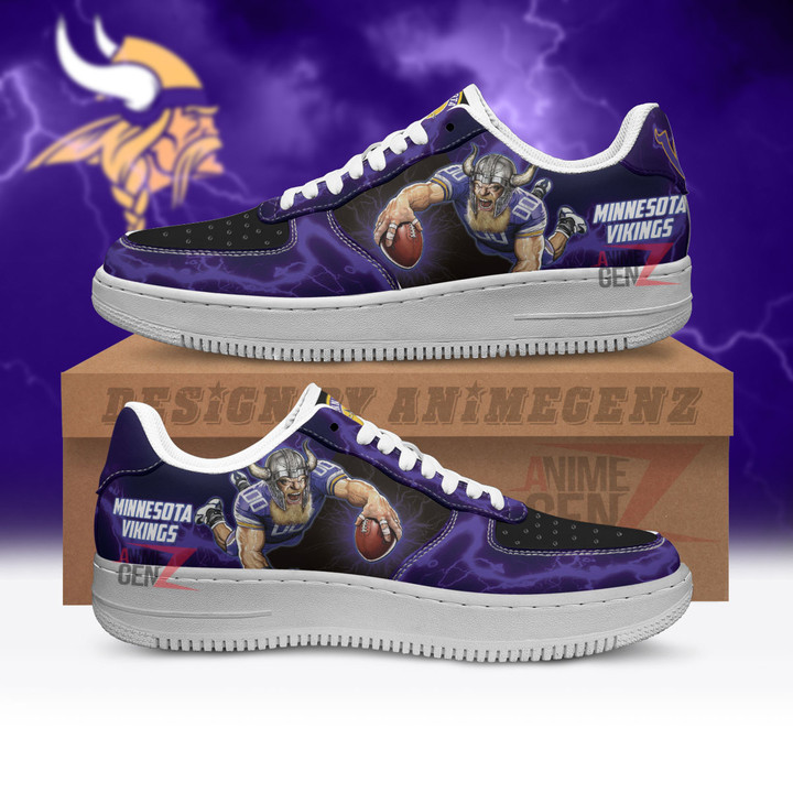 Minnesota Vikings Air Sneakers Mascot Thunder Style Custom NFL Sport Shoes