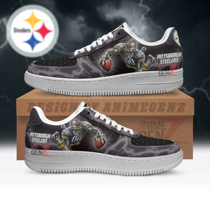 Pittsburgh Steelers Air Sneakers Mascot Thunder Style Custom NFL Sport Shoes