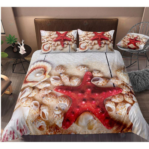 Seashell Conch And Starfish Bedding Set Cotton Bed Sheets Spread Comforter Duvet Cover Bedding Sets