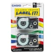[SET OF 2] - Casio - Tape Cassettes For KL Label Makers, 18mm x 26ft, Black On White - 2/Pack