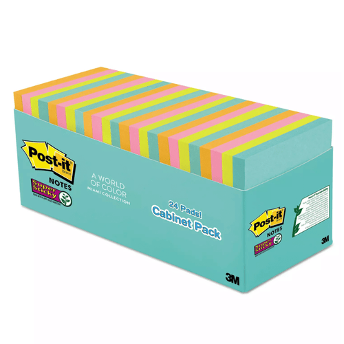 [SET OF 2] - Post-it Notes Super Sticky Pads in Miami Colors, 3 x 3, 70/Pad, 24 Pads/Pack