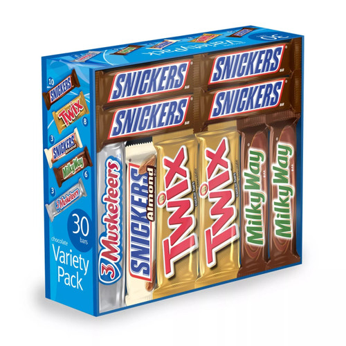 [SET OF 2] - Mars Snickers, Twix and More Assorted Chocolate Candy Bars Bulk Variety Pack (30 ct.)