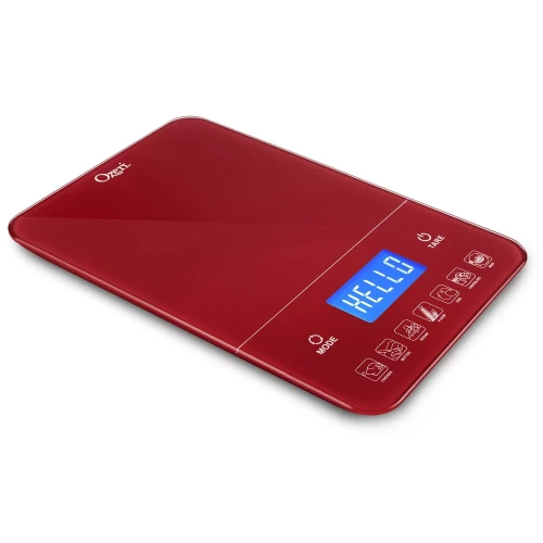 [SET OF 4] - Ozeri Touch III 22 lbs (10 kg) Digital Kitchen Scale With Calorie Counter, Tempered Glass, Red