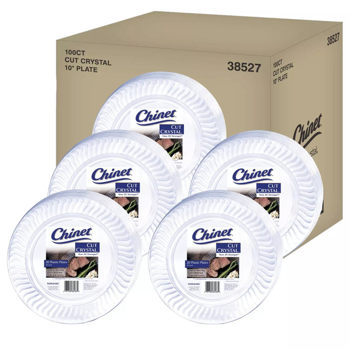 [SET OF 2] - Chinet Cut Crystal Clear Plastic 10" Dinner Plates Case (100 ct.)