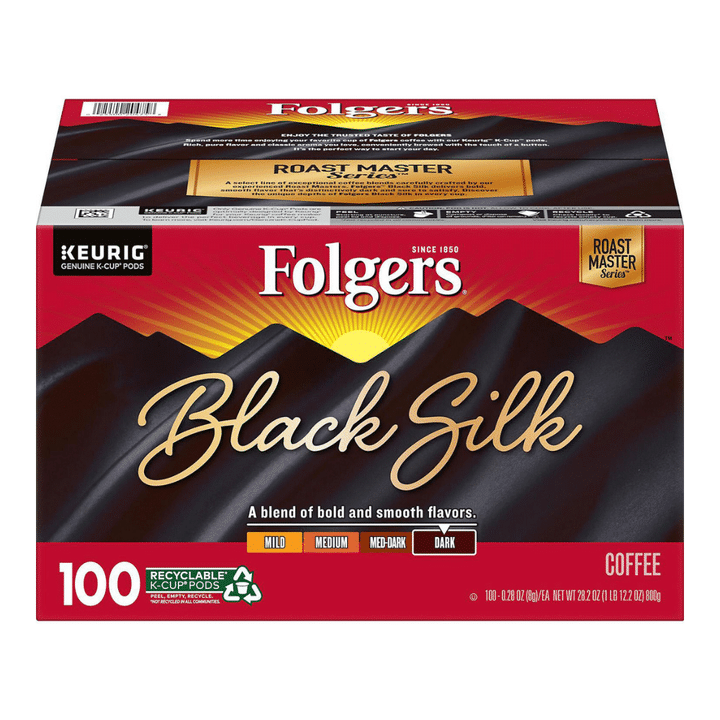 [SET OF 2] - Folgers Black Silk Coffee K-Cups, Dark Roast (100 ct.)