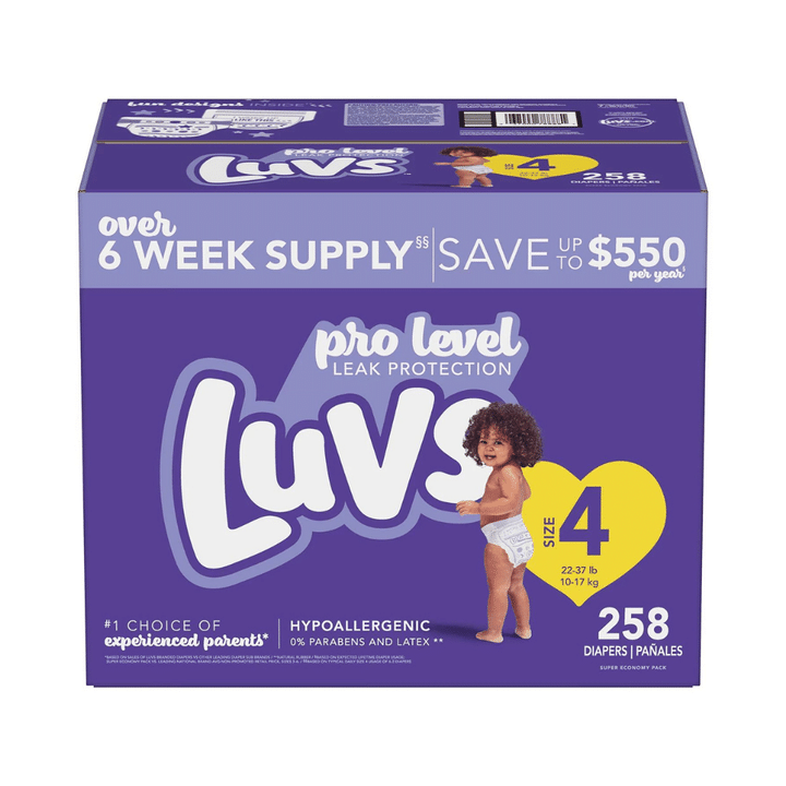 [SET OF 2] - Luvs Pro Level Leak Protection Diapers, Size 4, 258 Ct