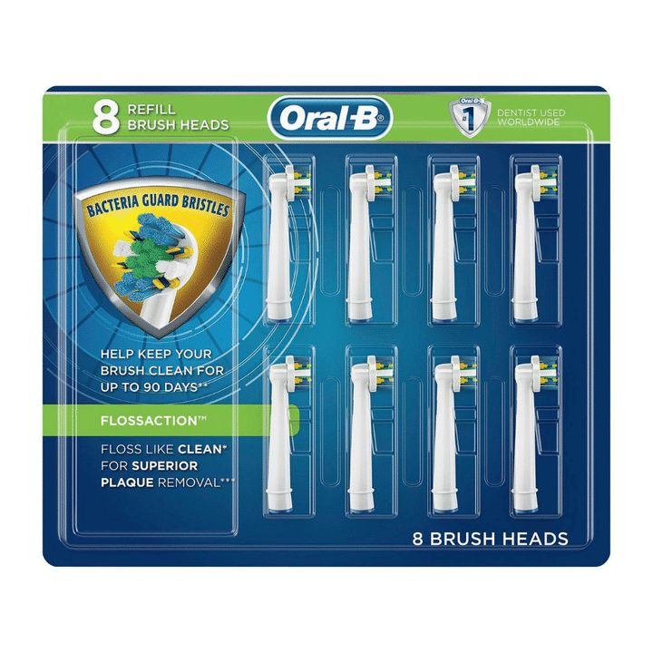 [SET OF 2] - Oral-B FlossAction Electric Toothbrush Replacement Brush Heads, Floss Action (8 ct. Refills)