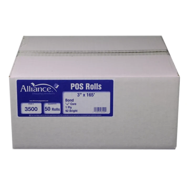 [SET OF 2] - Alliance Bond Paper Receipt Rolls, 3"x165', 50 Rolls