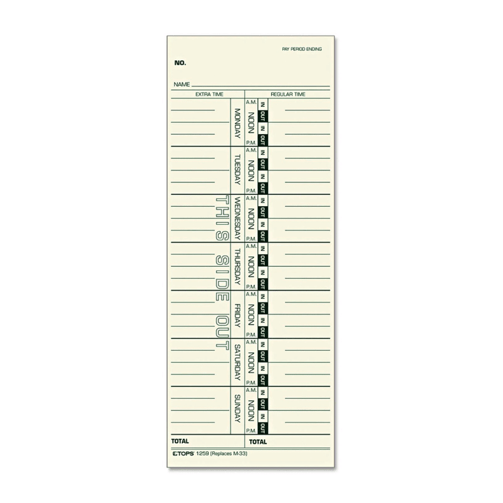 [SET OF 2] - Tops Time Card For Acroprint, IBM, Lathem and Simplex, Weekly, 3-1/2 x 9, 500 per Box