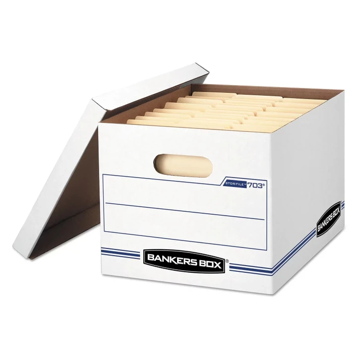 [SET OF 2] - Bankers Box Store/File Storage Box With Lift-off Lid, White/Blue, Letter/Legal (4 per carton)