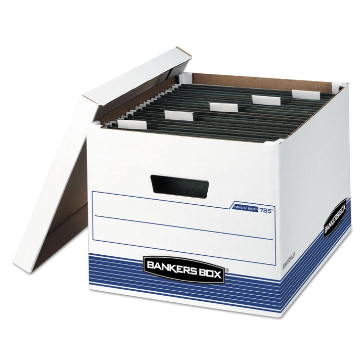 [SET OF 2] - Bankers Box HANG'N'STOR Storage Box with Lift-off Lid, White/Blue (Legal/Letter, 4ct.)