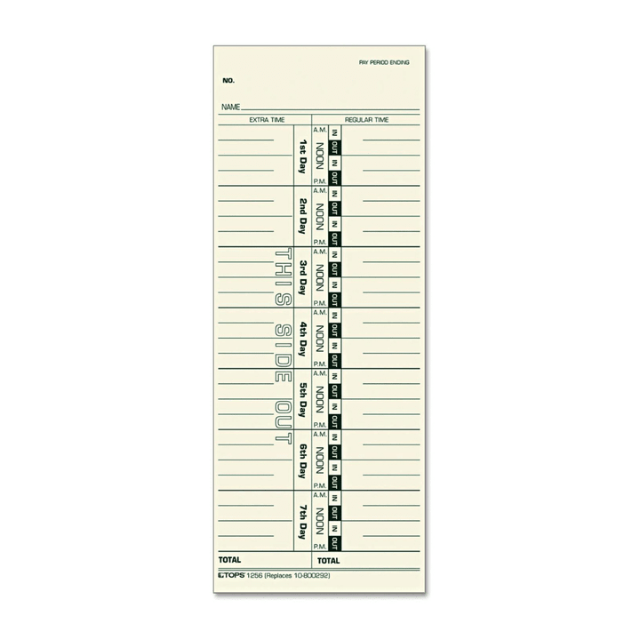 [SET OF 2] - Tops Acroprint, Cincinnati, Lathem, Simplex, Stromberg Time Card 3-1/2" x 9" - 500/Box