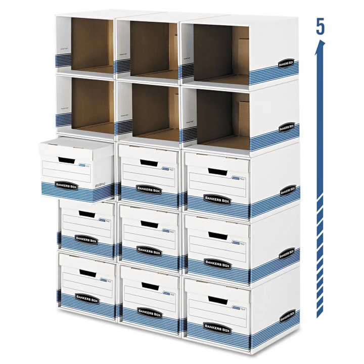 [SET OF 2] - Bankers Box File/Cube Box Shell, White/Blue (Legal/Letter)