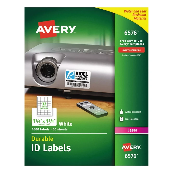 [SET OF 2] - Avery Durable Permanent ID Labels With TrueBlock Technology, Laser Printers, 1.25 x 1.75, White, 32/Sheet, 50 Sheets/Pack