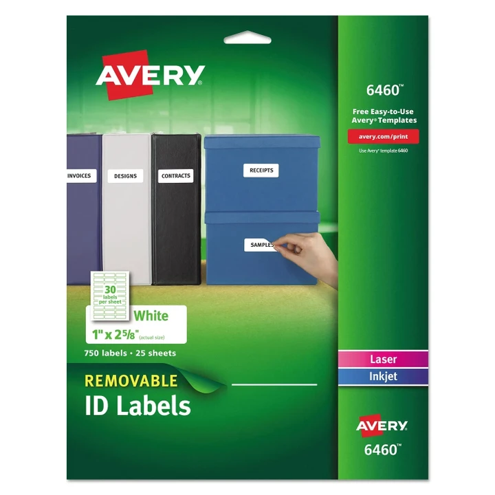 [SET OF 2] - Avery Removable Multi-Use Labels, Inkjet/Laser Printers, 1 x 2.63, White, 30/Sheet, 25 Sheets/Pack