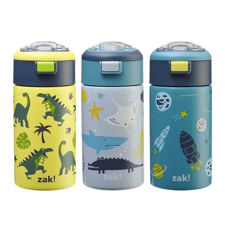 [SET OF 2] - Zak Designs 15-oz. Water Bottle 3-Pack Set, Built-In Carry Handle, Silicone Spout