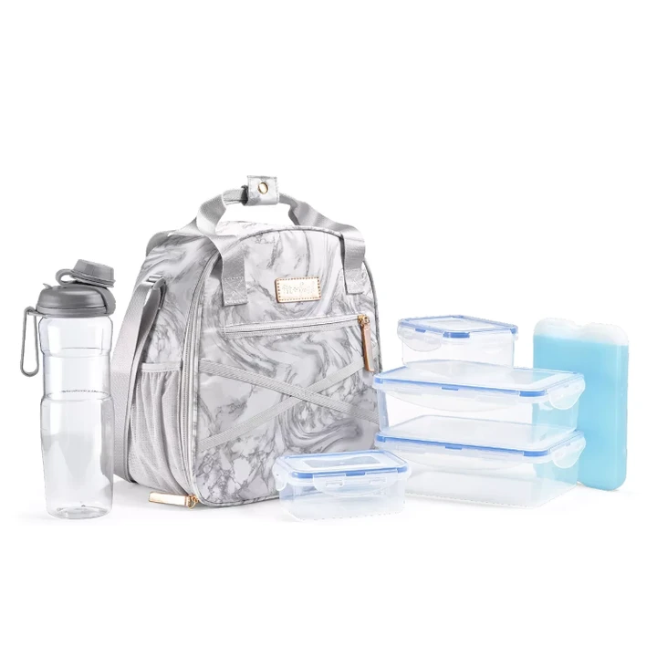 [SET OF 2] - Fit & Fresh 7-Piece Deluxe Athleisure Lunch Bag Set