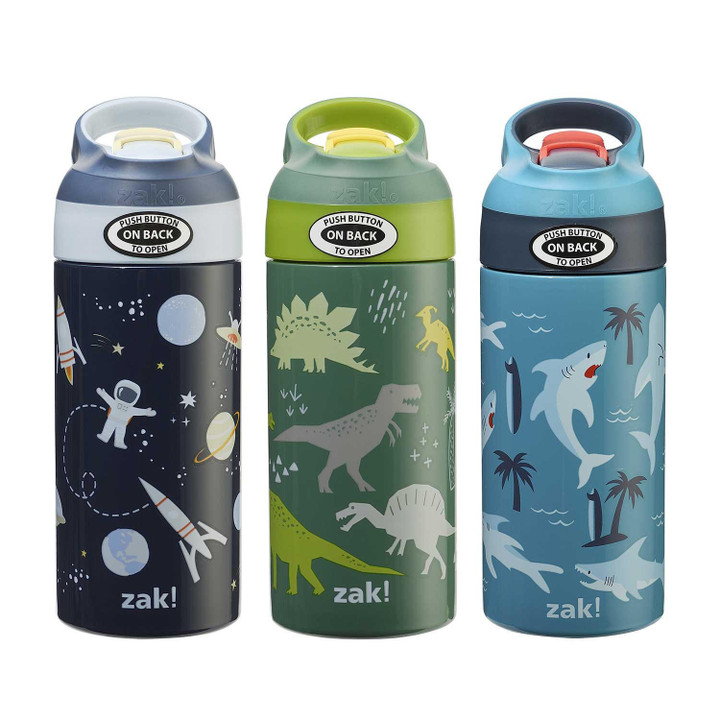 [SET OF 2] - Zak Designs 14-oz. Water Bottle 3-Pack Set, Silicone Spout with Cover