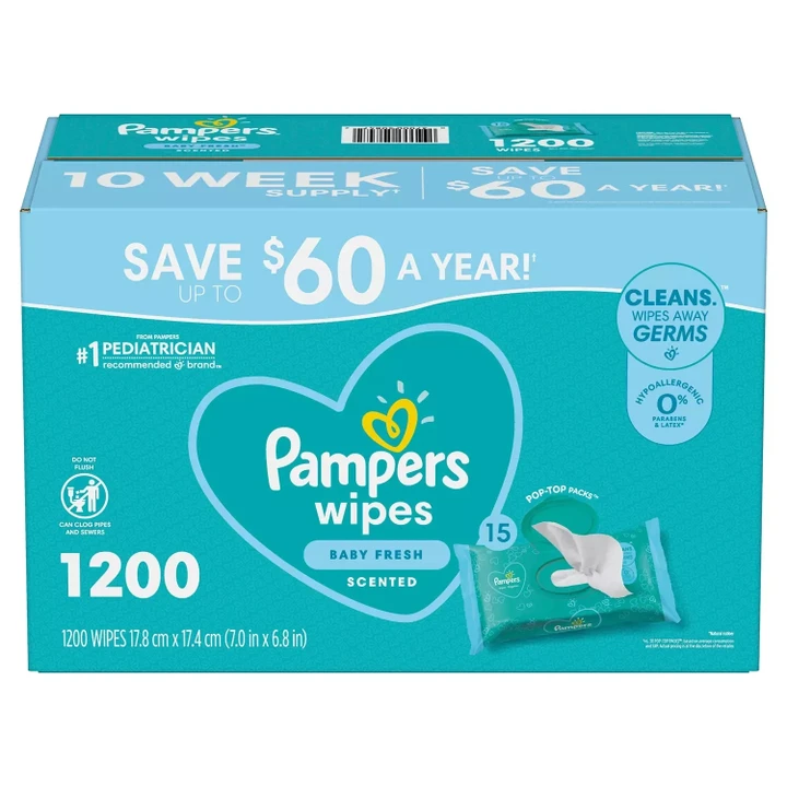 [SET OF 2] - Pampers Scented Baby Wipes, Baby Fresh (1200 ct.)