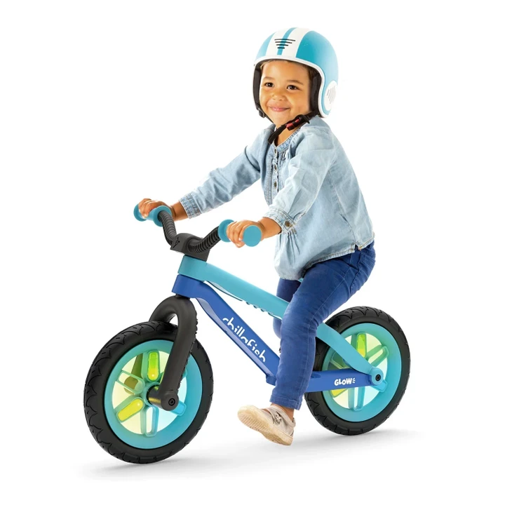 Chillafish BMXie GLOW Lightweight Balance Bike with Light-Up Wheels, Blue