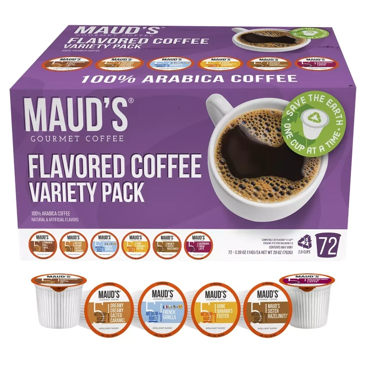 [SET OF 2] - Maud's Gourmet 100% Arabica Flavored Coffee, Variety Pack (72 ct.)