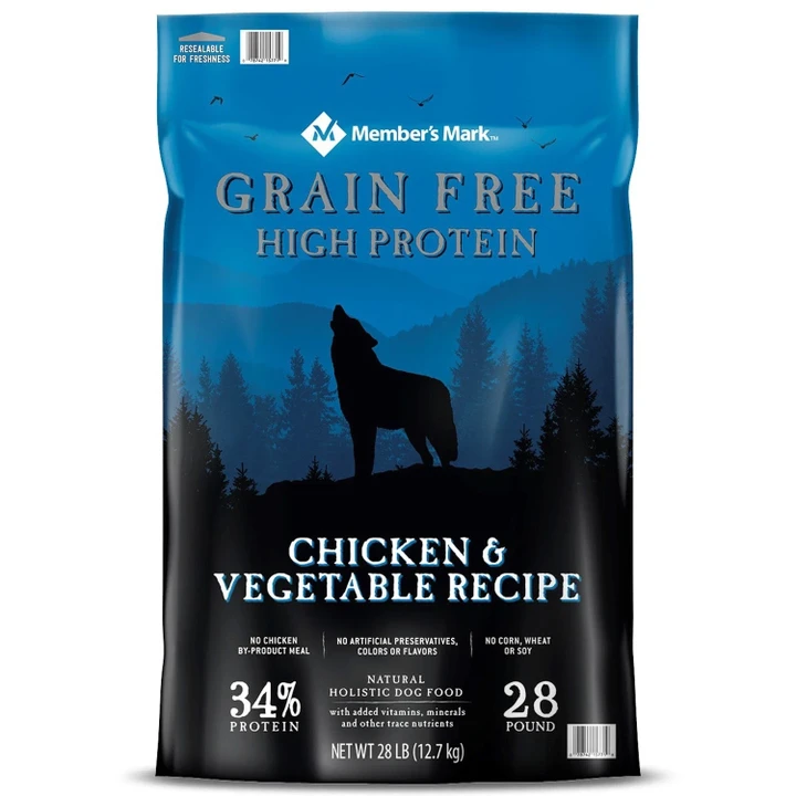 [SET OF 2] - Member's Mark Grain-Free Chicken & Vegetable Recipe Dry Dog Food (28 lbs.)