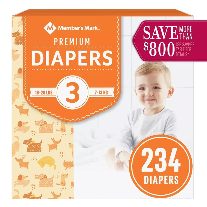 [SET OF 2] - Member's Mark Premium Baby Diapers, Size 3 - 234 ct. (16 - 28 lbs.)