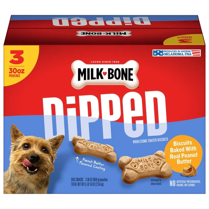 [SET OF 2] - Milk-Bone Dipped Dog Biscuits, Bake with Real Peanut Butter (90 oz.)