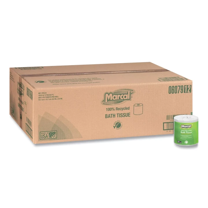 [SET OF 2] - Marcal 100% Recycled Two-Ply Bath Tissue, Septic Safe, White (330 sheets/roll, 48 rolls)