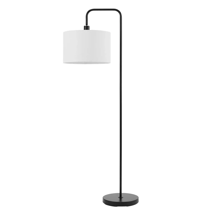 [SET OF 2] - Globe Electric Barden Floor Lamp in Matte Black with Linen Shade and LED Bulb